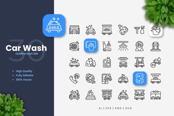 Car Wash Icons: A Versatile Toolkit for Modern Design Projects
