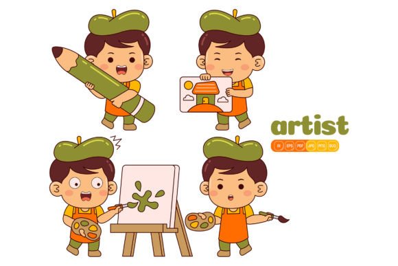 Cute Artist Boy Vector Pack: Your Creative Toolkit