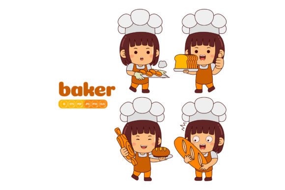 Cute Baker Girl Vector Pack 01: Your Creative Toolkit for Sweet Branding