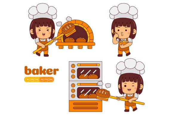 Cute Baker Girl Vector Pack 02: A Versatile Asset for Modern Creators