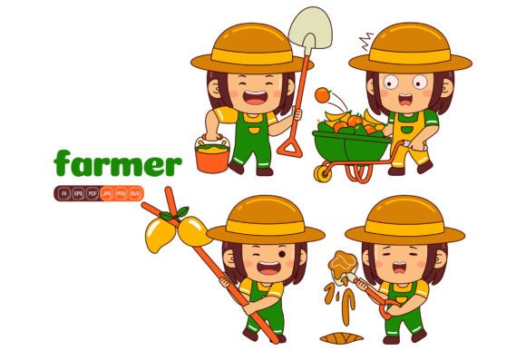 Cute Farmer Girl Vector Pack 02: Your All-in-One Branding Asset