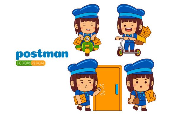 Elevate Your Communications with Cute Postman Girl Vector Graphics