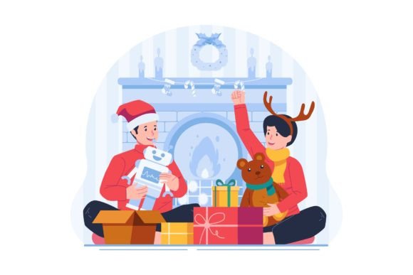 Strategic Use of Two Kids Opening Christmas Gifts for Enhanced Branding and Engagement