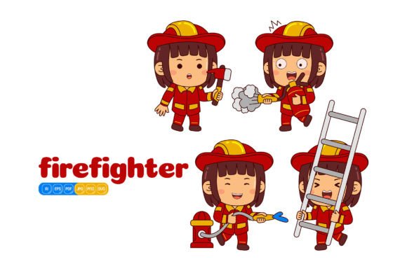 Unleash Creative Potential with a Firefighter Vector Illustration Pack