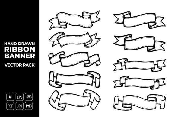 Unleash Creativity Across Platforms with Hand Drawn Ribbon Banner Vector Pack 26