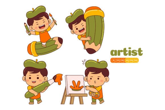 Unleash Creativity with the Cute Artist Boy Vector Pack