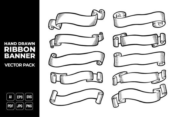 Unlock Creative Freedom with Hand Drawn Ribbon Banner Vector Pack 23