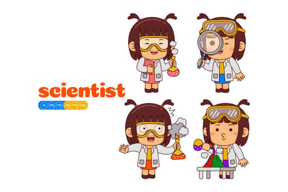 Unlock Creative Potential with the Cute Scientist Girl Vector Pack