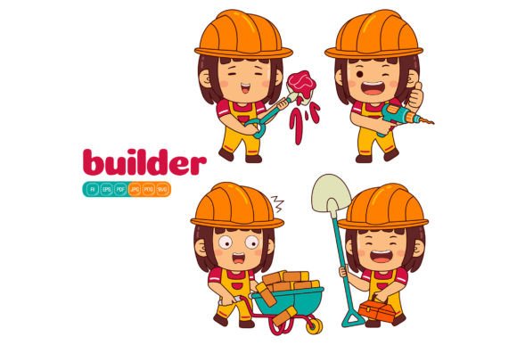 Unlocking Creative Flexibility with Cute Builder Girl Vector Pack 02